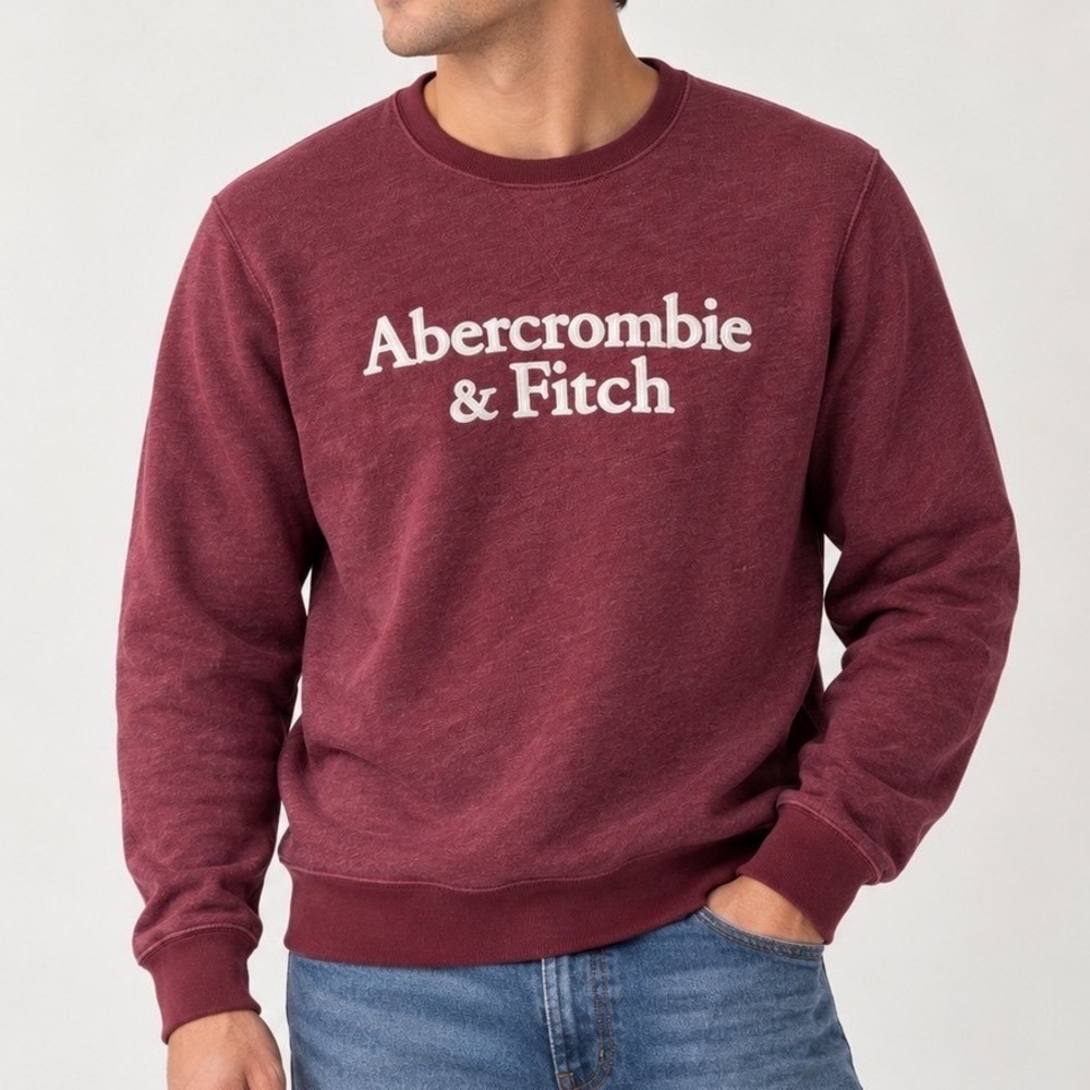 Abercrombie & Fitch Burgundy Sweatshirt S Embroidered Logo Y2K Preppy Collegiate